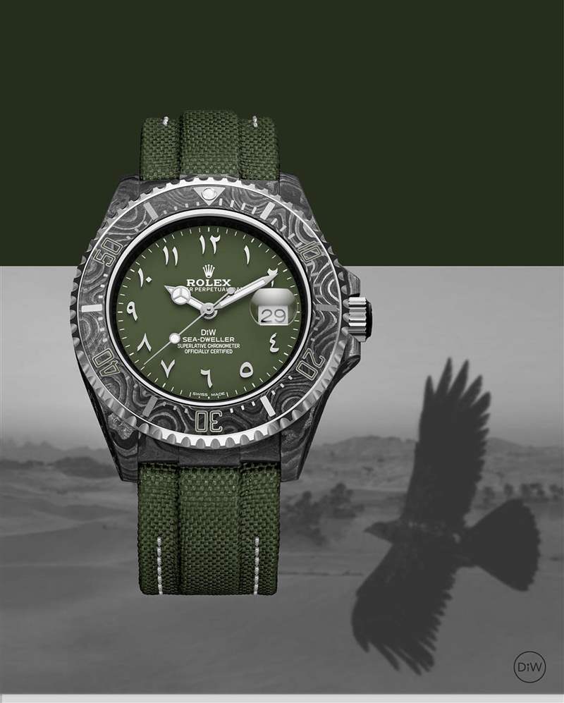 ：Rolex Sea-Dweller改裝錶升值4倍　軍綠中東面盤、碳纖錶殼超粗獷 （Source：Designa Individual）