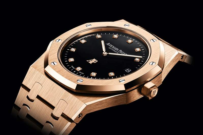 愛彼皇家橡樹“Jumbo”15206超薄鉆石時(shí)標(biāo)玫瑰金-復(fù)刻表