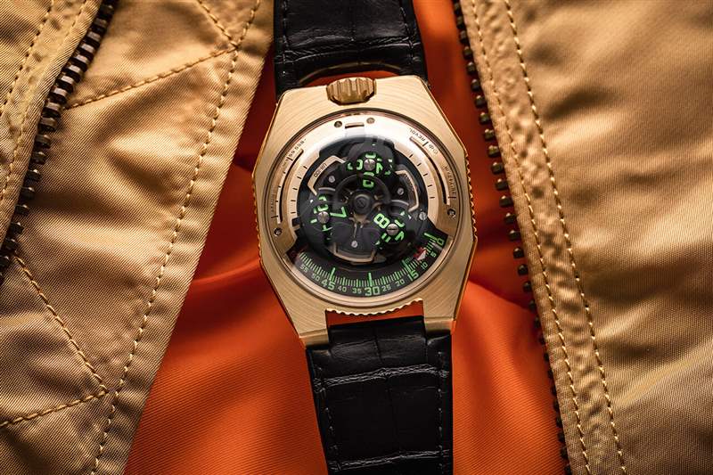 瑞士小眾機械表Urwerk UR-100 黃金版-復刻表