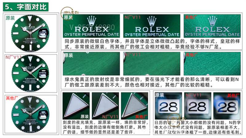 N廠復(fù)刻V11升級(jí)版勞力士綠水鬼對(duì)比正品及市場(chǎng)版本評(píng)測(cè)-復(fù)刻表
