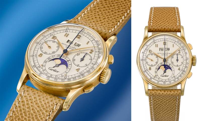 佳士得即將拍賣：百達(dá)翡麗Ref.1518萬年歷計(jì)時碼表，唯一已知配有Cartier雙簽面盤-復(fù)刻表