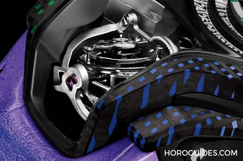 為碳纖維表殼編織出彩虹色調(diào):宇舶MP-09雙軸陀飛輪5天動(dòng)力儲(chǔ)存腕表-復(fù)刻表