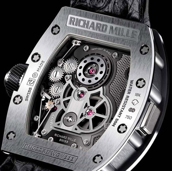 RICHARD-MILLE RM022 caseback 理查德·米勒RM022 Aerodyne斜方鈦鋁化物雙時區(qū)腕表-復刻表
