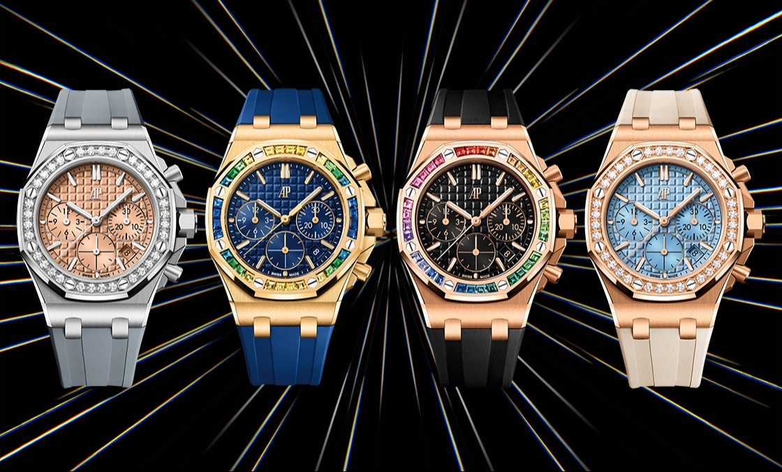 寶石圈與彩色面盤的華麗方程式|AP皇家橡樹離岸型37毫米自動上鏈計時碼表-復刻表