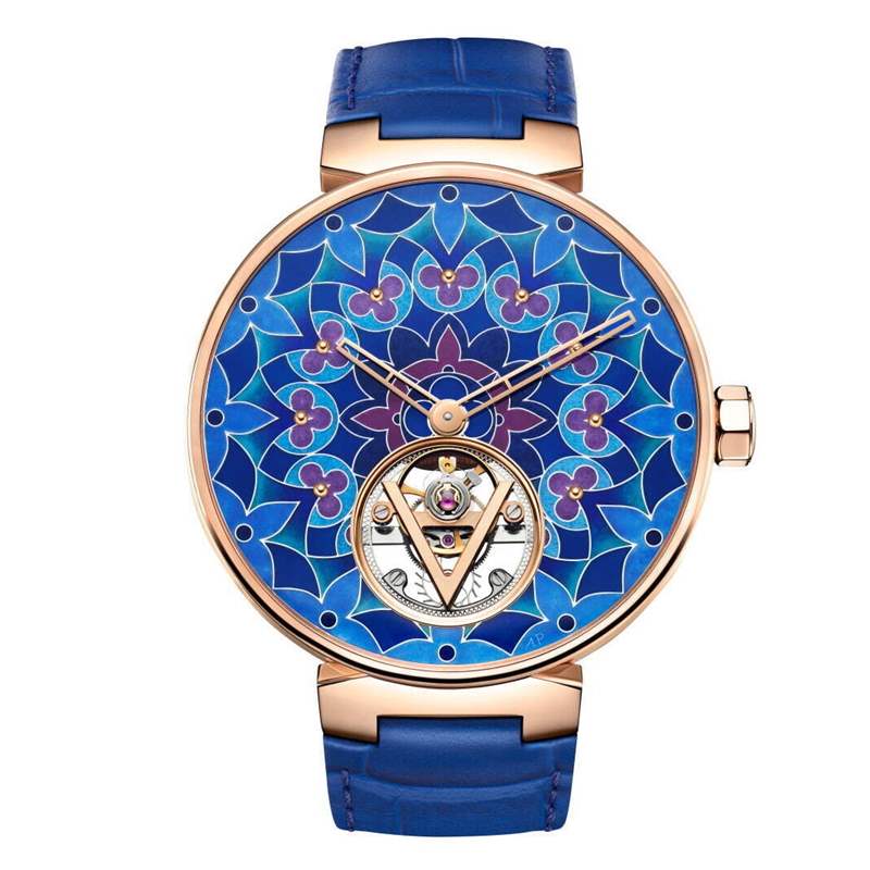 Louis Vuitton推出Tambour Moon Flying Tourbillon Kaleidoscope飛行陀飛輪腕表：琺瑯萬花筒-復刻表