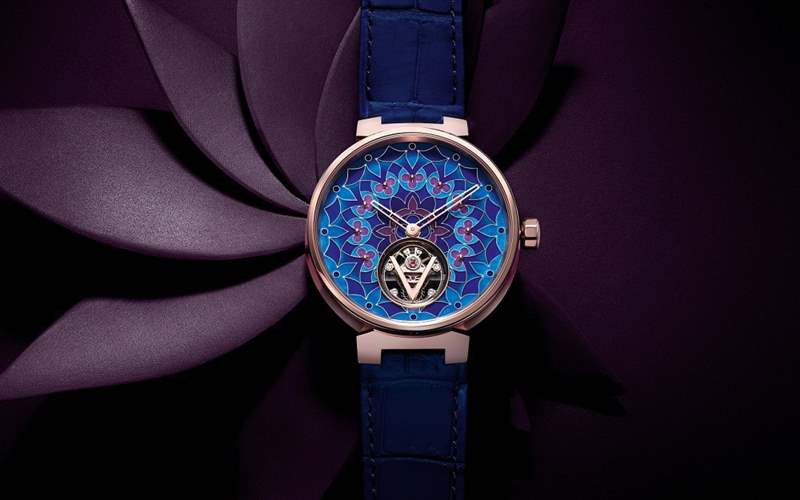 Louis Vuitton推出Tambour Moon Flying Tourbillon Kaleidoscope飛行陀飛輪腕表：琺瑯萬花筒-復刻表