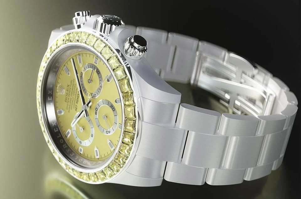 「彩色藍(lán)寶石5連發(fā)」勞力士Daytona白陶瓷五種寶石表圈一字排開超夢幻-復(fù)刻表