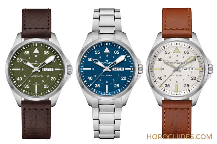 設(shè)計微調(diào)、新增尺寸，HAMILTON Khaki Aviation Pilot系列七款新作再現(xiàn)軍風(fēng)-復(fù)刻表